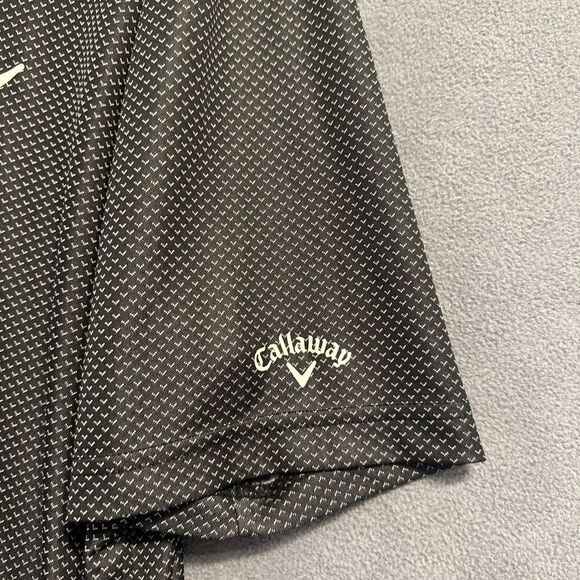 Callaway Golf Polo Shirt Opti Dri All Over Print Pattern Logo Mens 2XL XXL Black - Picture 6 of 8